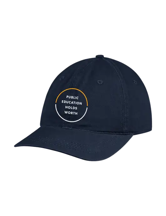 Garment Washed Unstructured Twill Navy Cap w/Public Education Logo, Holdsworth Center Logo