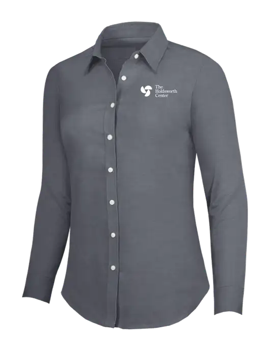 Dark Grey Womens SuperPro Oxford Shirt w/Holdsworth Center Logo