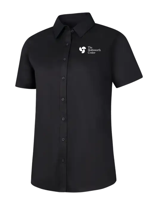 Womens Black Short Sleeve Superpro React Twill Shirt w/Holdsworth Center Logo