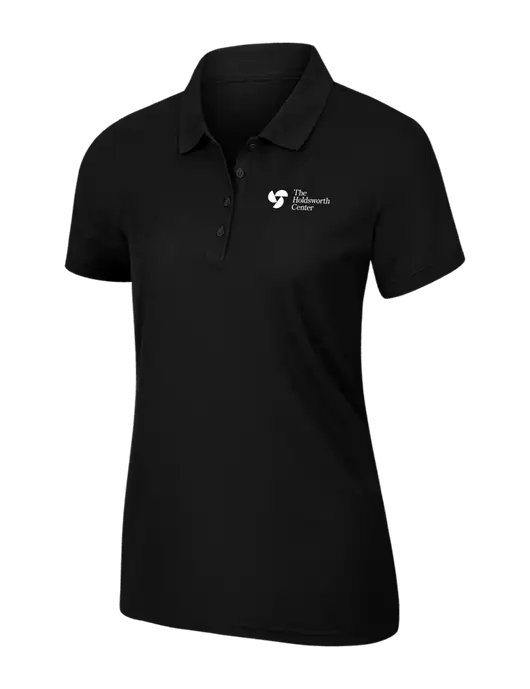 Womens Black Core Classic Pique Polo w/Holdsworth Center Logo