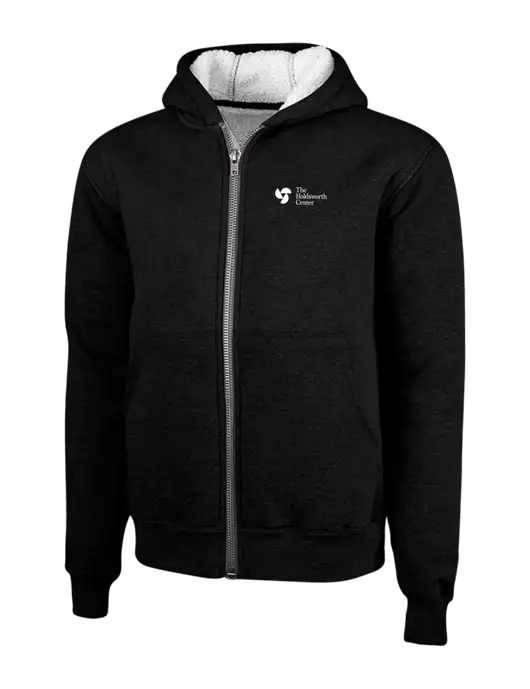 Cornerstone Black Heavyweight Sherpa Lined Hooded Fleece Jacket w/Holdsworth Center Logo