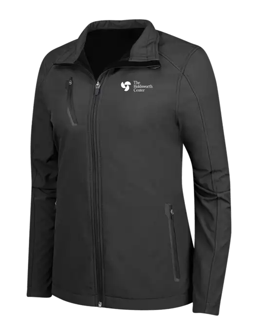 Black Womens Welded Softshell Jacket w/Holdsworth Center Logo