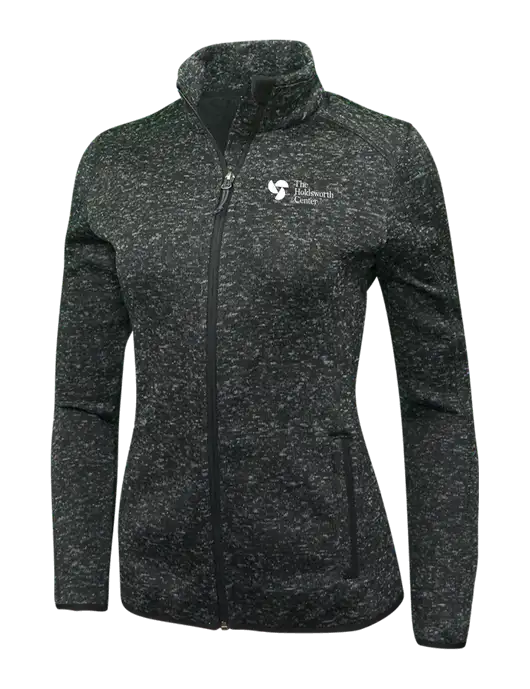 Black Heather Womens Sweater Fleece Jacket w/Holdsworth Center Logo