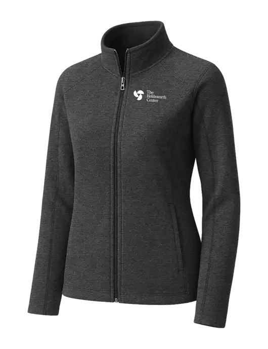 Charcoal Womens Heather Microfleece Full-Zip Jacket w/Holdsworth Center Logo