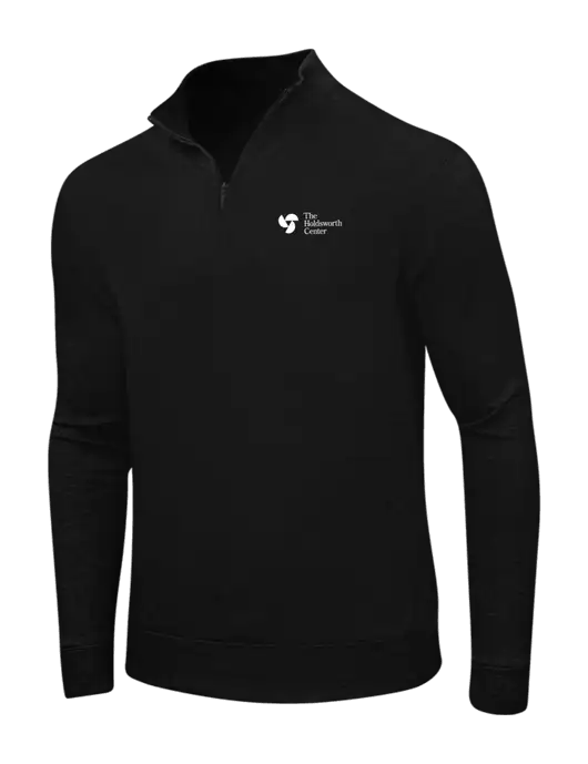 Deep Black/Charcoal Heather Interlock 1/4 Zip w/Holdsworth Center Logo