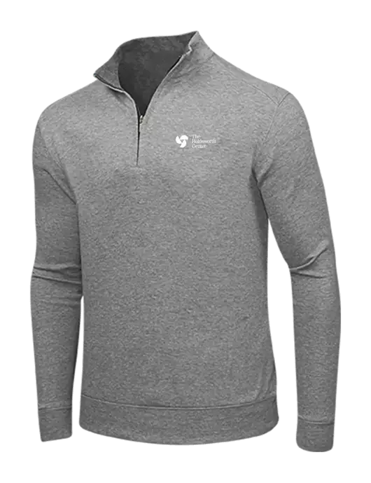Medium Heather Grey/Charcoal Heather Interlock 1/4 Zip w/Holdsworth Center Logo