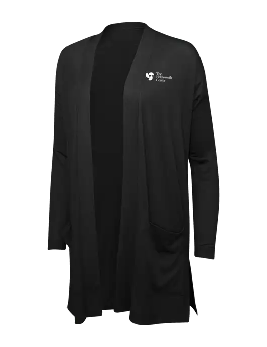 Black Womens Concept Long Pocket Cardigan w/Holdsworth Center Logo