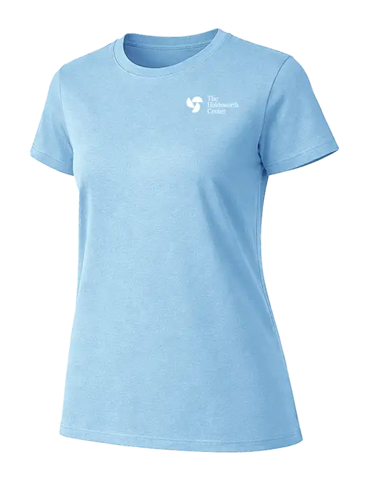 Womens Ring Spun Light Blue 4.5 oz T-Shirt w/Holdsworth Center Logo