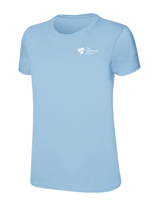 Womens Ring Spun Light Blue 4.5 oz T-Shirt w/Holdsworth Center Logo