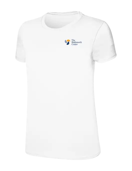 Womens Ring Spun White 4.5 oz T-Shirt w/Holdsworth Center Logo