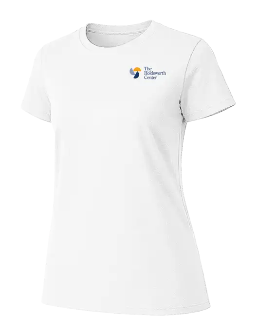 Womens Ring Spun White 4.5 oz T-Shirt w/Holdsworth Center Logo
