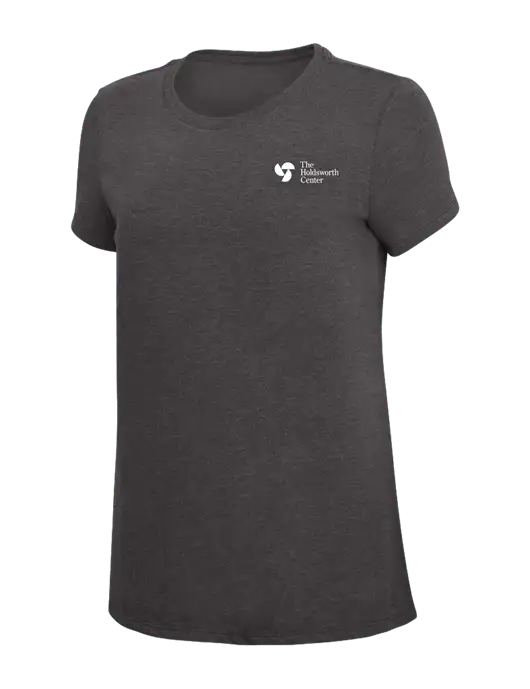 Womens Simply Soft Heather Charcoal 4.5oz  Poly/Combed Ring Spun Cotton T-Shirt w/Holdsworth Center Logo
