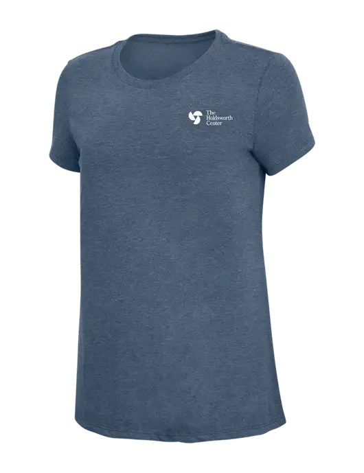 Womens Simply Soft Navy Frost 4.5oz  Poly/Combed Ring Spun Cotton T-Shirt w/Holdsworth Center Logo