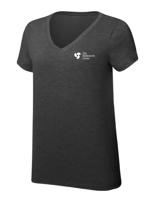 Womens Simply Soft V-Neck Black Frost 4.5oz  Poly/Combed Ring Spun Cotton T-Shirt w/Holdsworth Center Logo