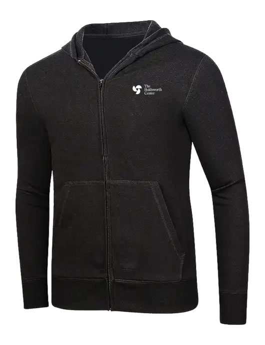 Full-Zip Black Heavyweight Hooded Sweatshirt w/Holdsworth Center Logo