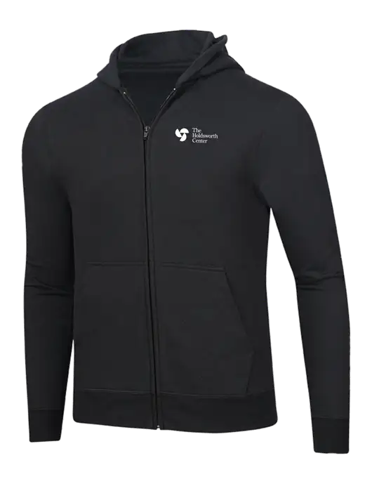 Jet Black 8.5 oz Ring Spun Zip Hooded Sweatshirt w/Holdsworth Center Logo