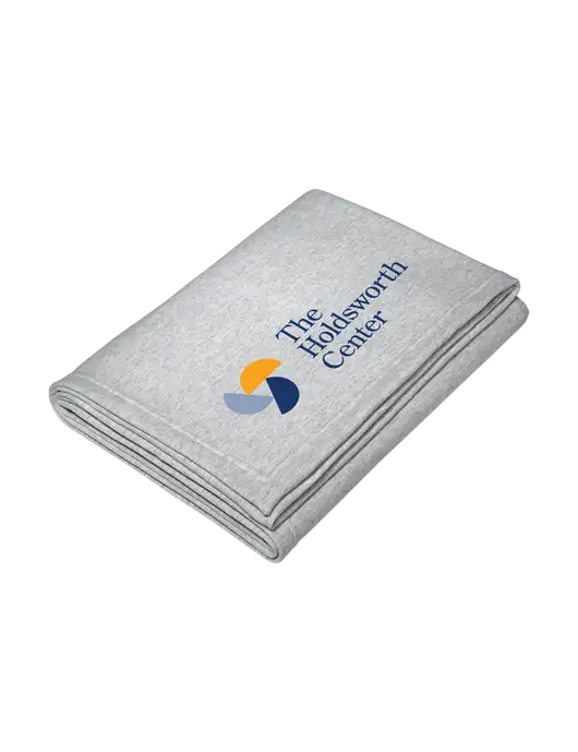 Core Light Grey Heather Fleece Sweatshirt Blanket w/Holdsworth Center Logo