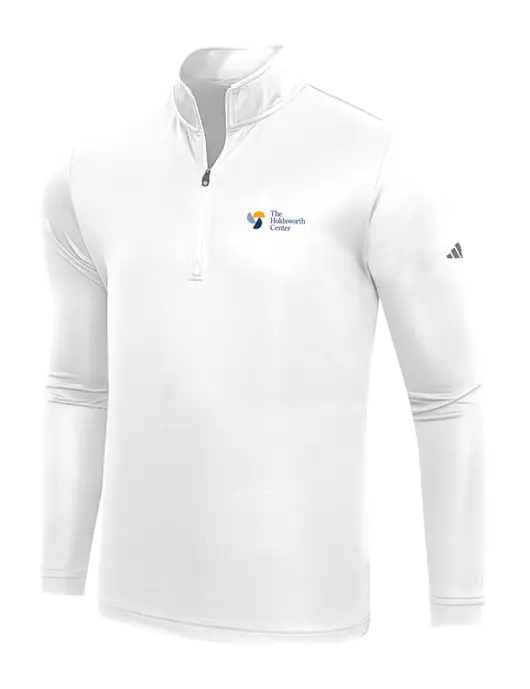 Adidas White  Lightweight Quarter Zip Pullover w/Holdsworth Center Logo