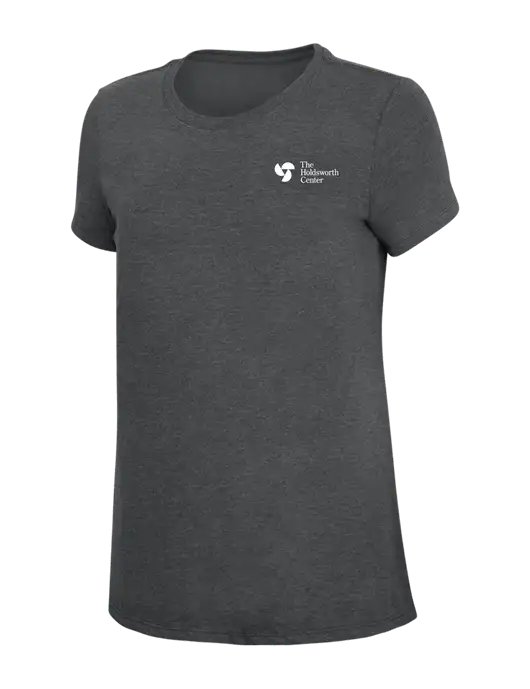 Womens Simply Soft Charcoal 4.5oz Poly/Combed Ring Spun Cotton T-Shirt w/Holdsworth Center Logo