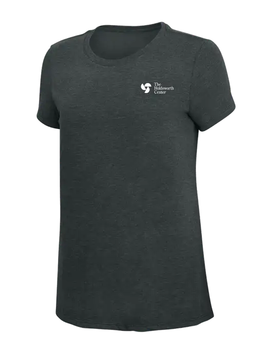 Womens Simply Soft Black Frost 4.5oz Poly/Combed Ring Spun Cotton T-Shirt w/Holdsworth Center Logo
