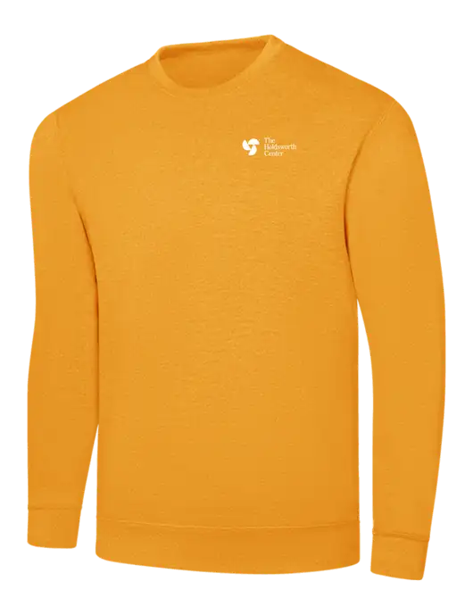 Gold 7.8 oz Ring Spun Crew Sweatshirt
 w/Holdsworth Center Logo