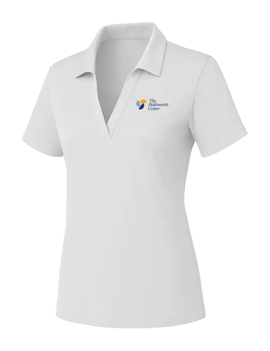 Womens White PosiCharge RacerMesh Polo w/Holdsworth Center Logo