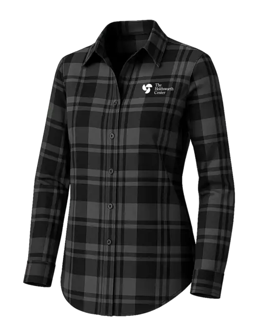 Womens Medium Grey/Black Plaid Flannel Tunic w/Holdsworth Center Logo