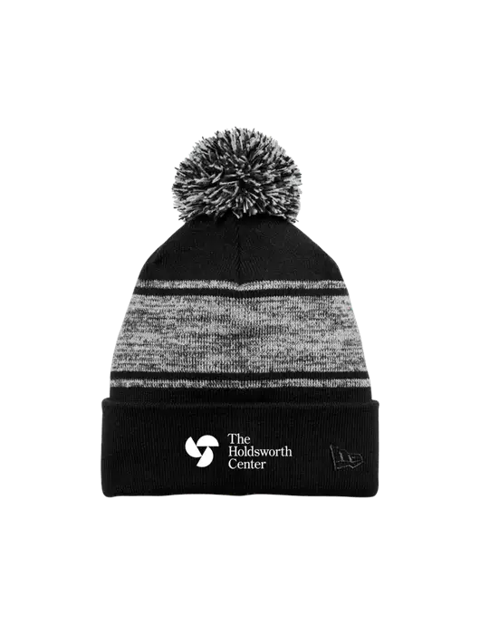 New Era Black/Charcoal Knit Chilled Pom Beanie w/Holdsworth Center Logo