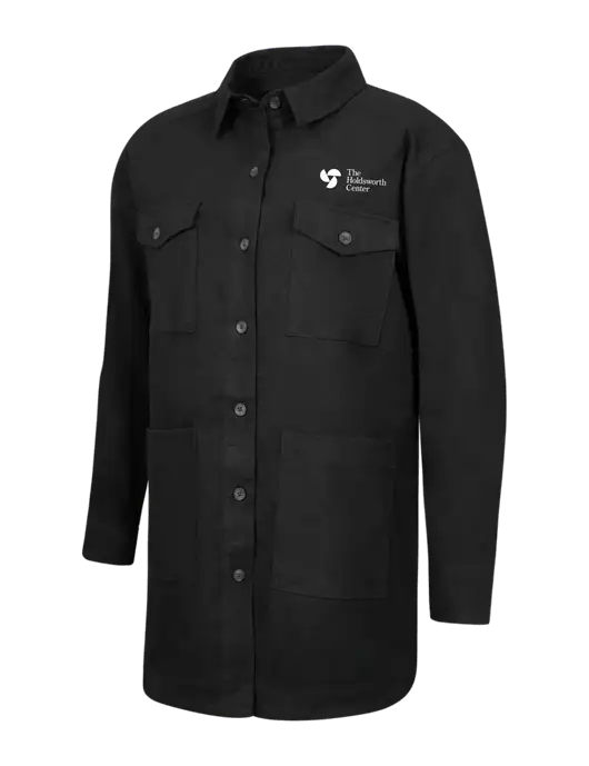 Mercer+Mettle Womens Black Long Sleeve Twill Overshirt w/Holdsworth Center Logo
