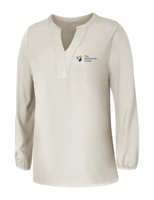 Mercer+Mettle Womens Ivory Stretch Crepe 3/4 Sleeve Blouse w/Holdsworth Center Logo