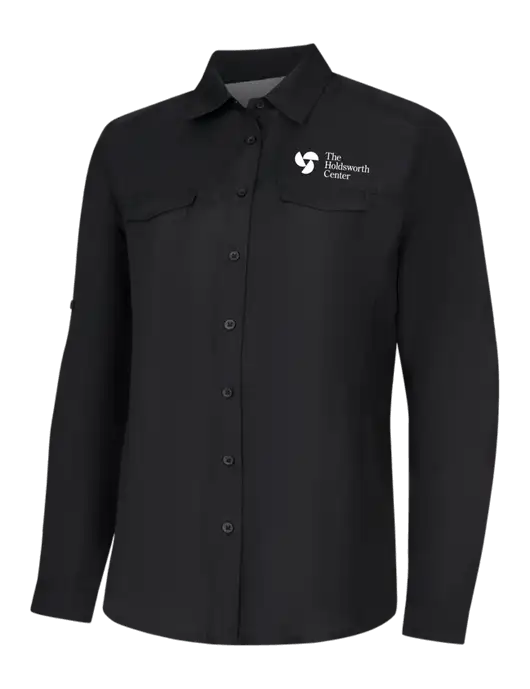 Womens Black Long Sleeve UV Daybreak Shirt w/Holdsworth Center Logo