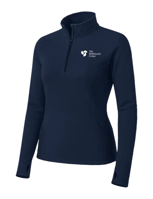 Navy Womens Sport Wick Stretch 1/4 Zip Pullover w/Holdsworth Center Logo