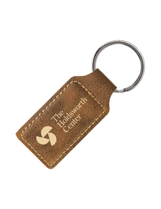Rustic Laserable Leatherette Rectangle Keychain w/Holdsworth Center Logo