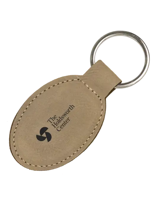 Tan Leatherette Oval Keychain w/Holdsworth Center Logo