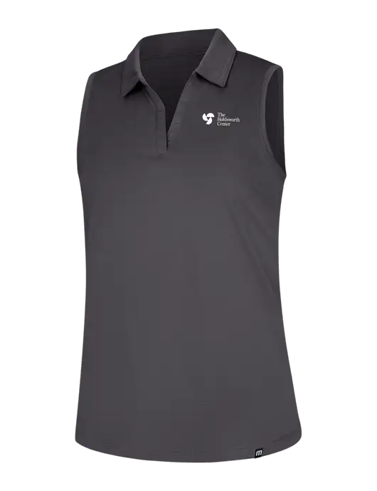 TravisMathew Womens Dark Medium Grey Coto Performance Sleeveless Polo w/Holdsworth Center Logo