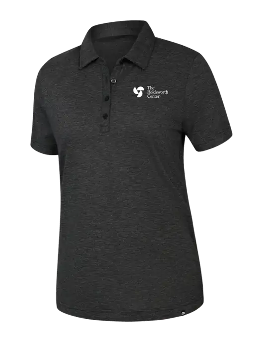 TravisMathew Womens Black Heather Sunnyvale Polo w/Holdsworth Center Logo
