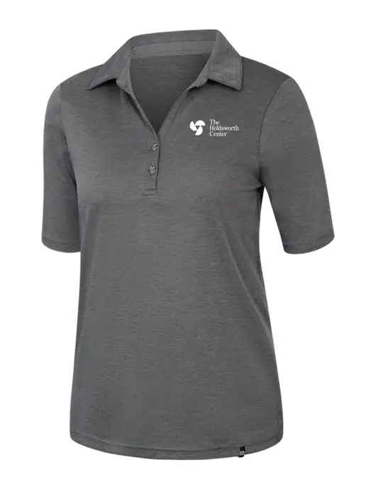 TravisMathew Womens Black Heather Sunsetters Polo w/Holdsworth Center Logo