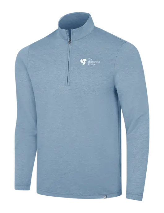 TravisMathew Light Blue Heather Coveside ¼-Zip w/Holdsworth Center Logo