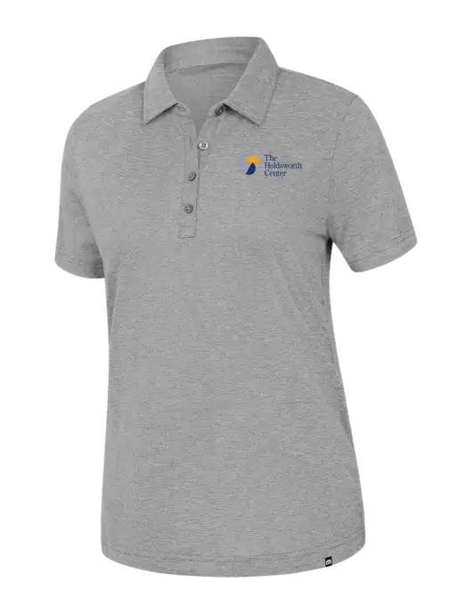 TravisMathew Womens Light Grey Heather Sunnyvale Polo w/Holdsworth Center Logo