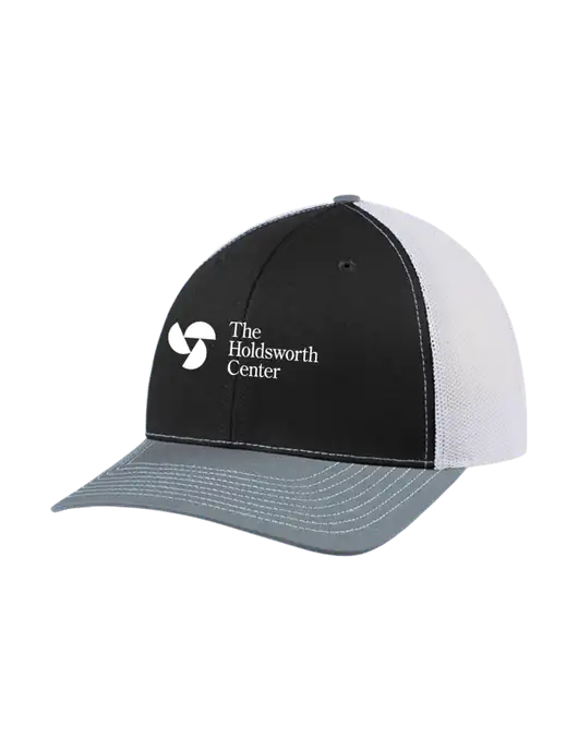Richardson Adjustable Snapback Original 112 Trucker Cap Black/Light Heather Grey/White Mesh w/Holdsworth Center Logo