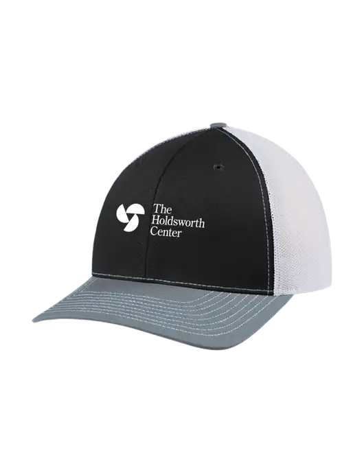 Richardson Adjustable Snapback Original 112 Trucker Cap Black/Light Heather Grey/White Mesh w/Holdsworth Center Logo