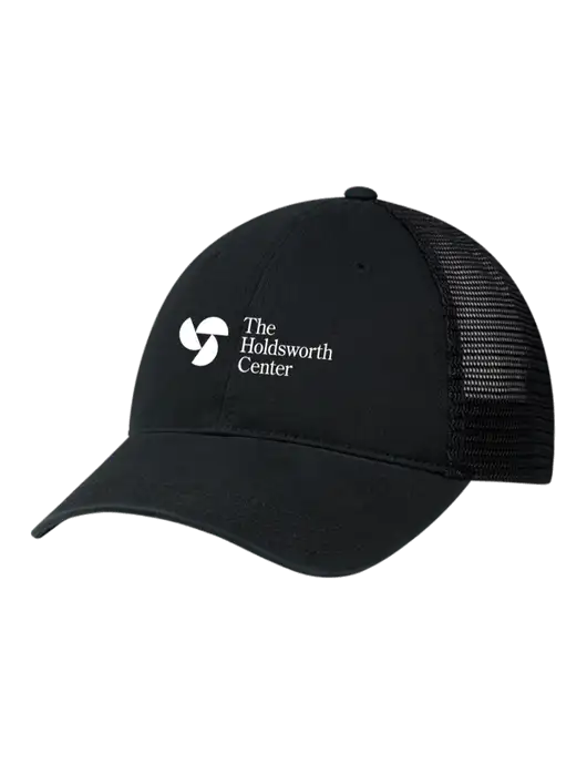 Richardson 111 Garment Washed Trucker Cap Black w/Black Mesh w/Holdsworth Center Logo