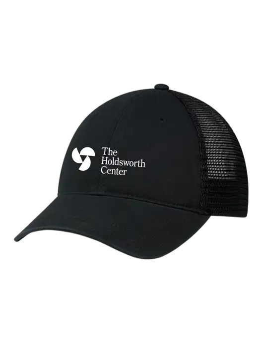 Richardson 111 Garment Washed Trucker Cap Black w/Black Mesh w/Holdsworth Center Logo
