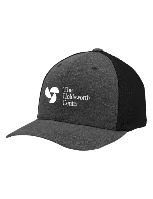 Flexfit Black/Dark Charcoal Heather Melange Mesh Back Trucker Cap w/Holdsworth Center Logo