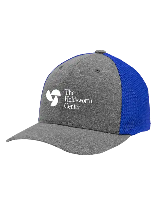 Flexfit Royal/Medium Grey Heather Melange Mesh Back Trucker Cap w/Holdsworth Center Logo