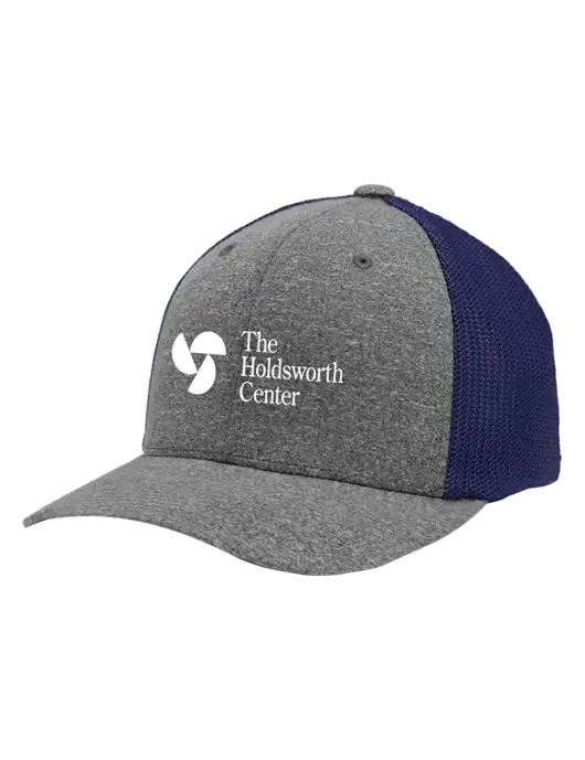 Flexfit Navy/Medium Grey Heather Melange Mesh Back Trucker Cap w/Holdsworth Center Logo