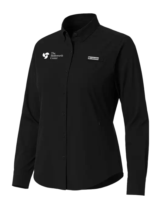 Columbia Black Womens PFG Tamiami II Long Sleeve Shirt w/Holdsworth Center Logo