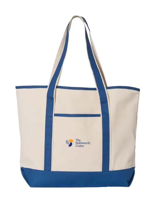 Natural/Royal Large Canvas Deluxe Tote w/Holdsworth Center Logo