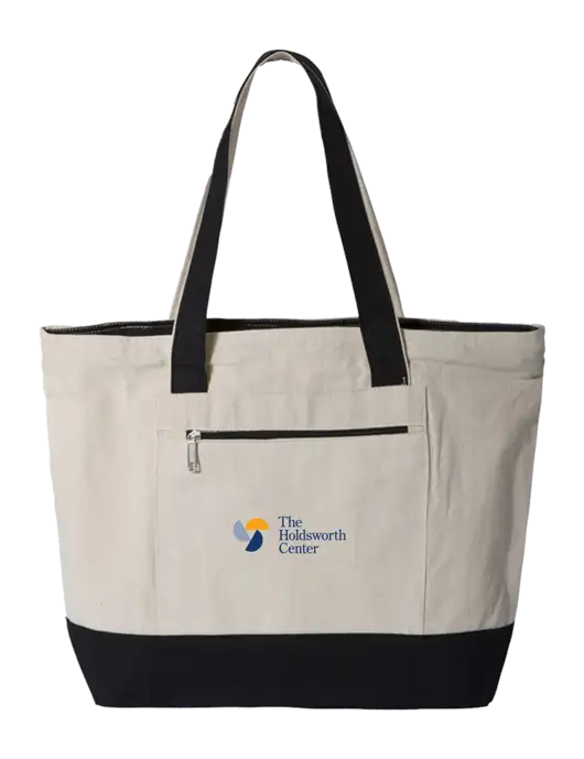 Natural/Black Zippered Tote  w/Holdsworth Center Logo