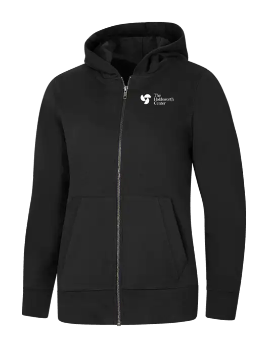 Womens Black Re-Fleece Full-Zip Hoodie w/Holdsworth Center Logo